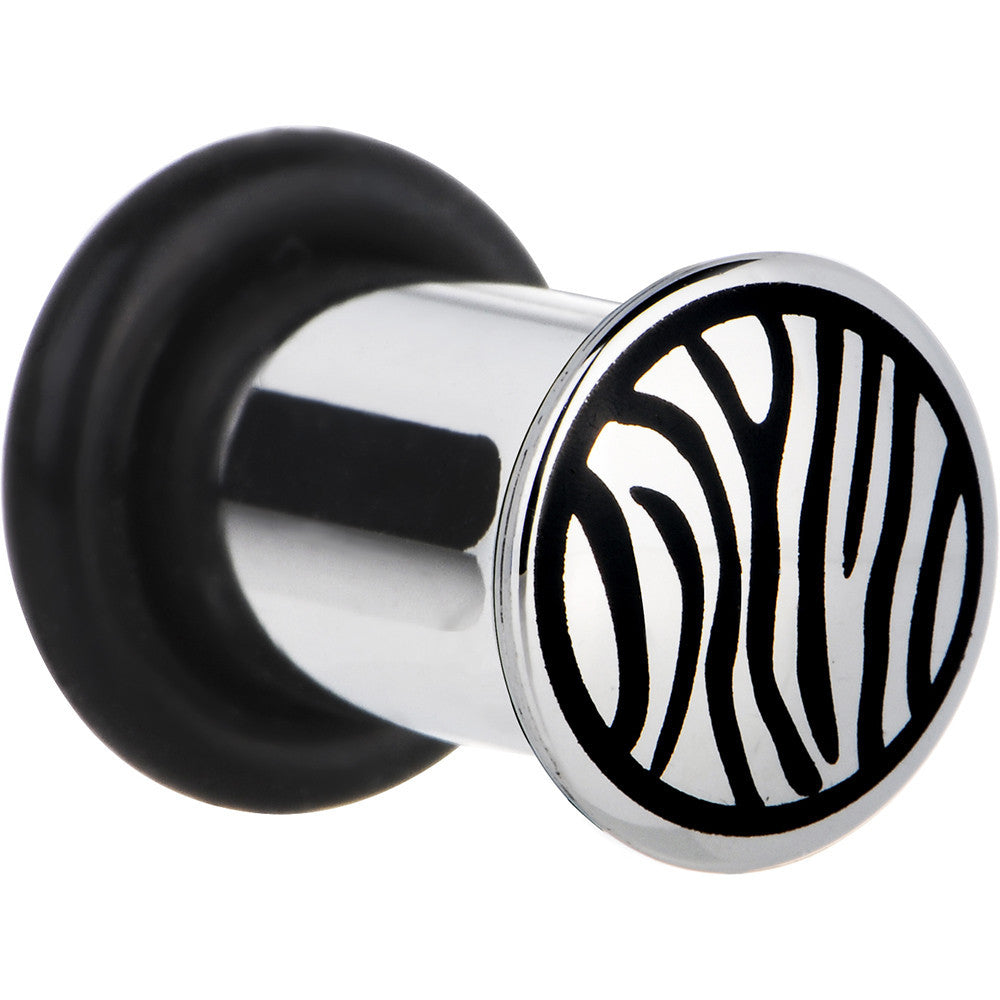 2G Stainless Steel Black Zebra Striped Plug