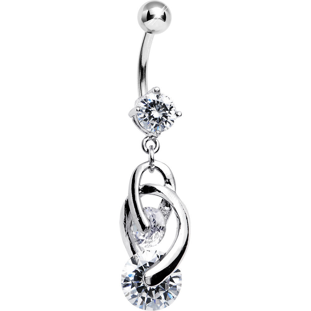 Clear Cubic Zirconia Cosmo Dangle Belly Ring