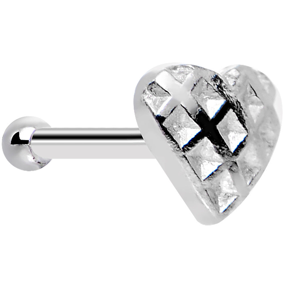 Sterling Silver Checkerboard Heart Nose Bone