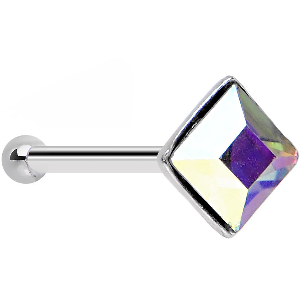 Sterling Silver 2mm Square Nose Bone Created with Crystals