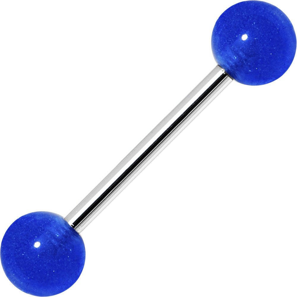 Bold Blue Barbell Tongue Ring