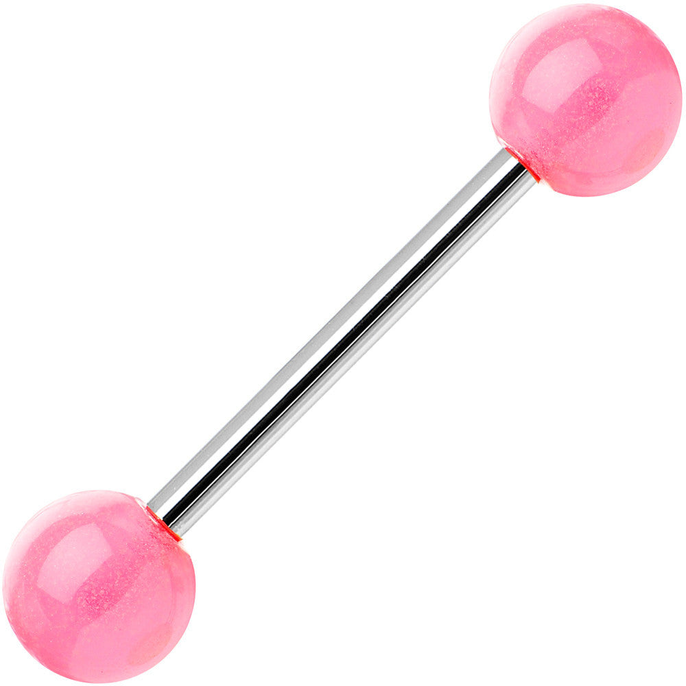 Pink GLOW-n-DARK Barbell Tongue Ring