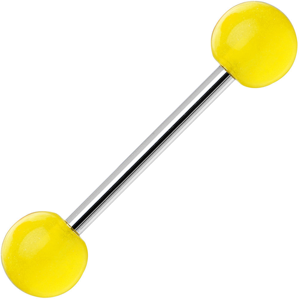 Yellow GLOW-n-DARK Barbell Tongue Ring
