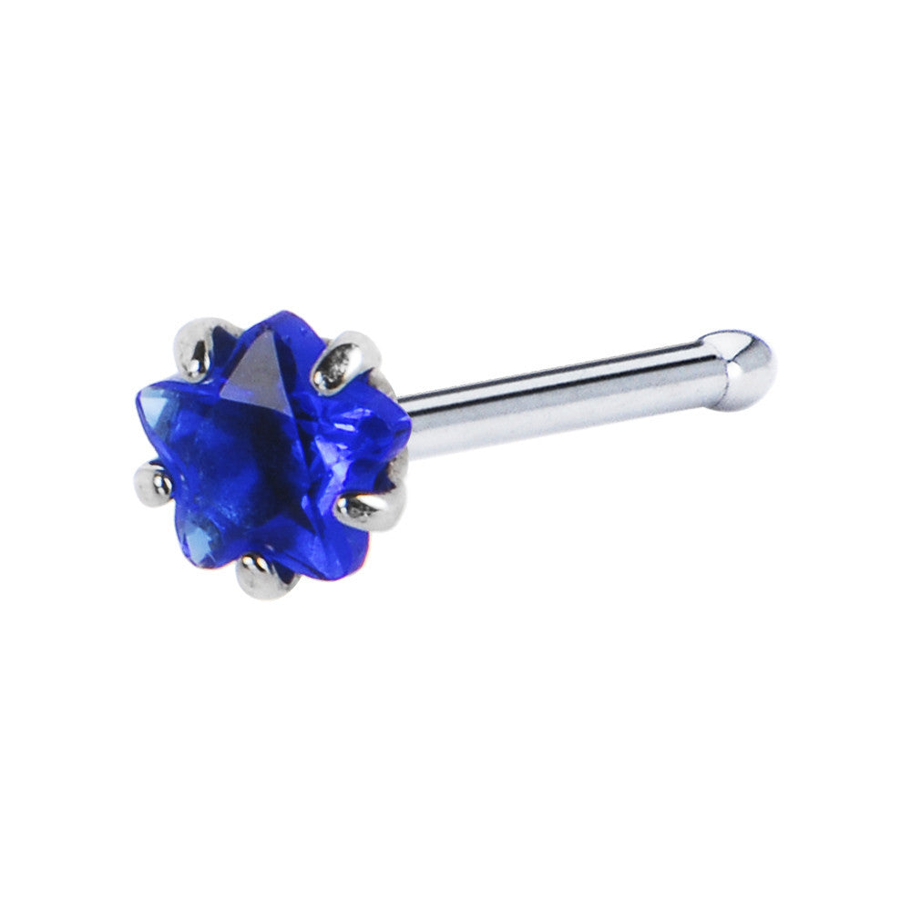 20G Blue Star Cubic Zirconia Nose Bone