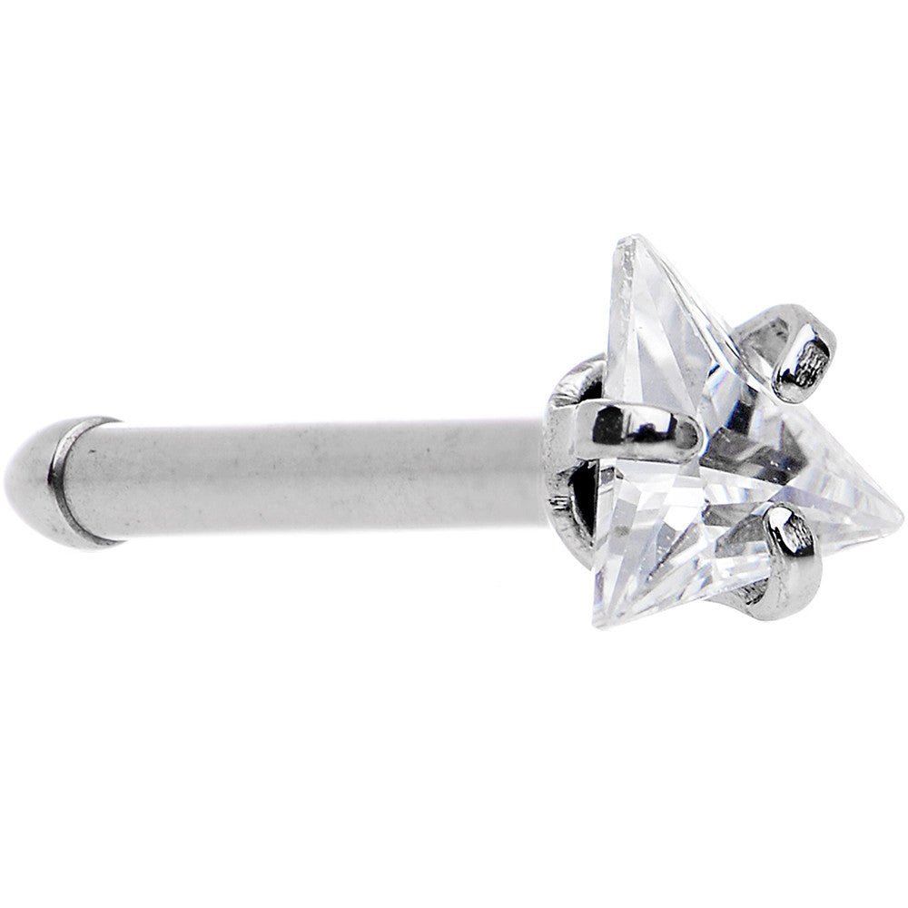 18G Clear Triangular Cubic Zirconia Nose Bone