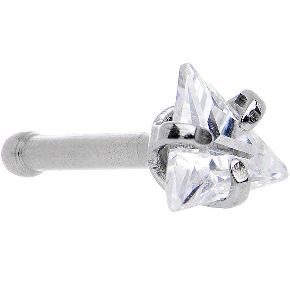 20G Clear Triangular Cubic Zirconia Nose Bone