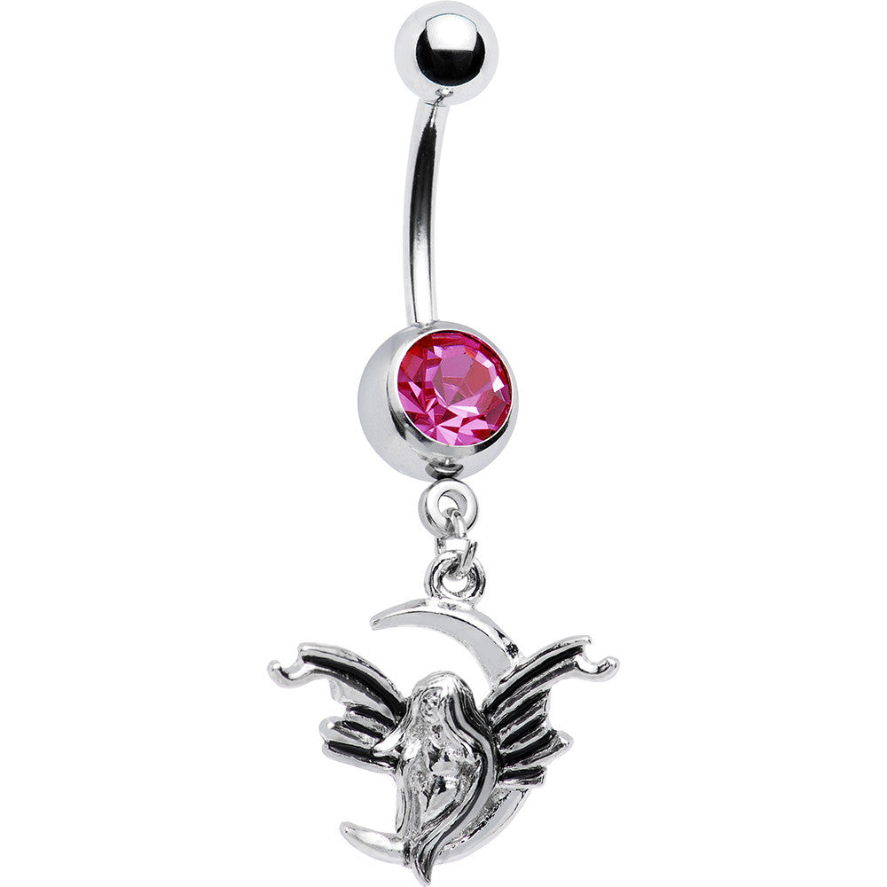Pink Gem Half Moon Fairy Belly Ring