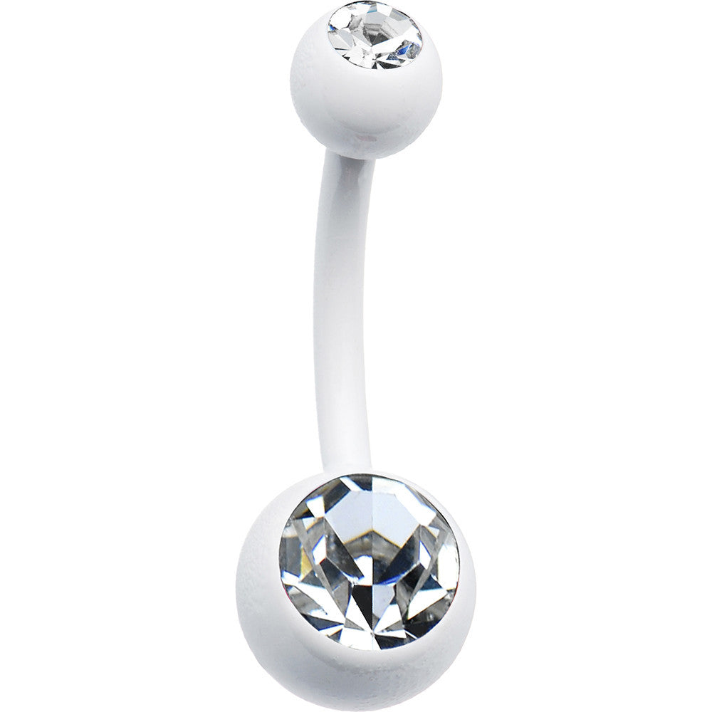 White Clear Double Gem Belly Ring