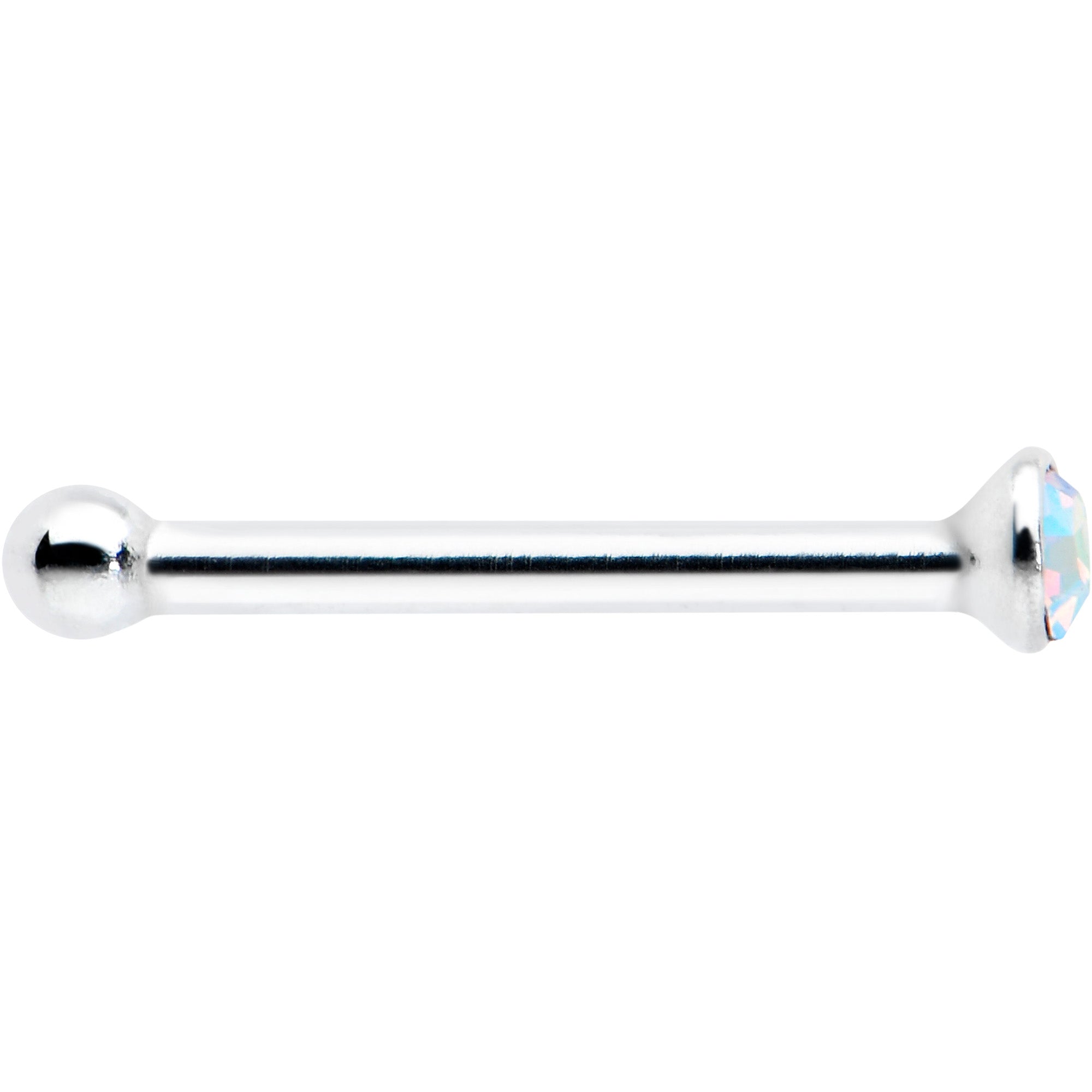 Sterling Silver 1.2mm Aurora Nose Bone Created with Crystals