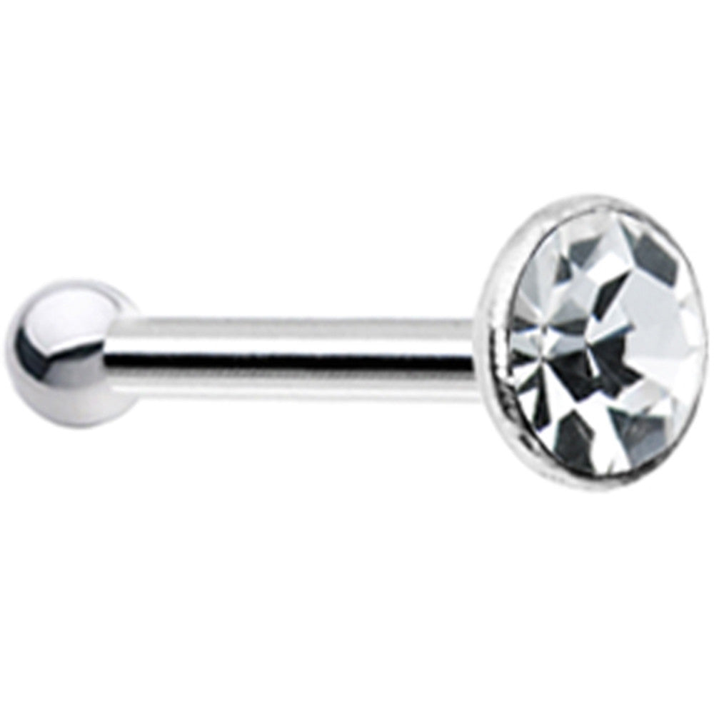 Sterling Silver 1.8mm Clear Nose Bone Created with Crystals