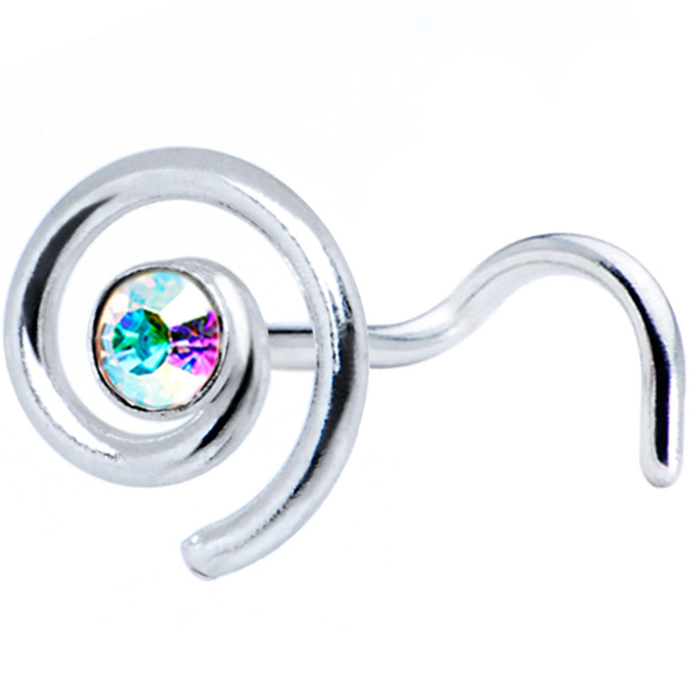 Sterling Silver Swirl Aurora Nose Ring Created with Crystals