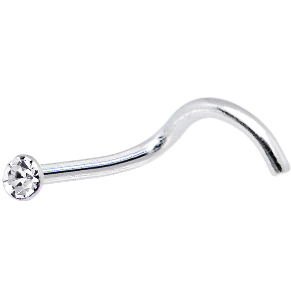 Sterling Silver 1.2mm Clear Nose Ring Created with Crystals