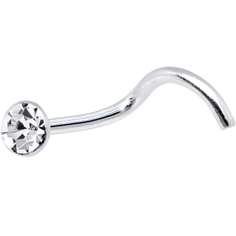 Sterling Silver 1.8mm Clear Nose Ring Created with Crystals