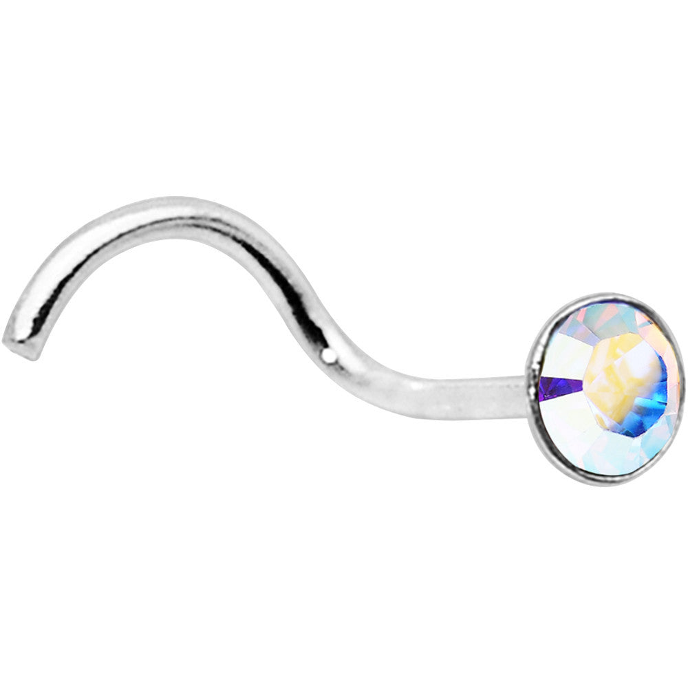 Sterling Silver 2.2mm Aurora Nose Ring Created with Crystals