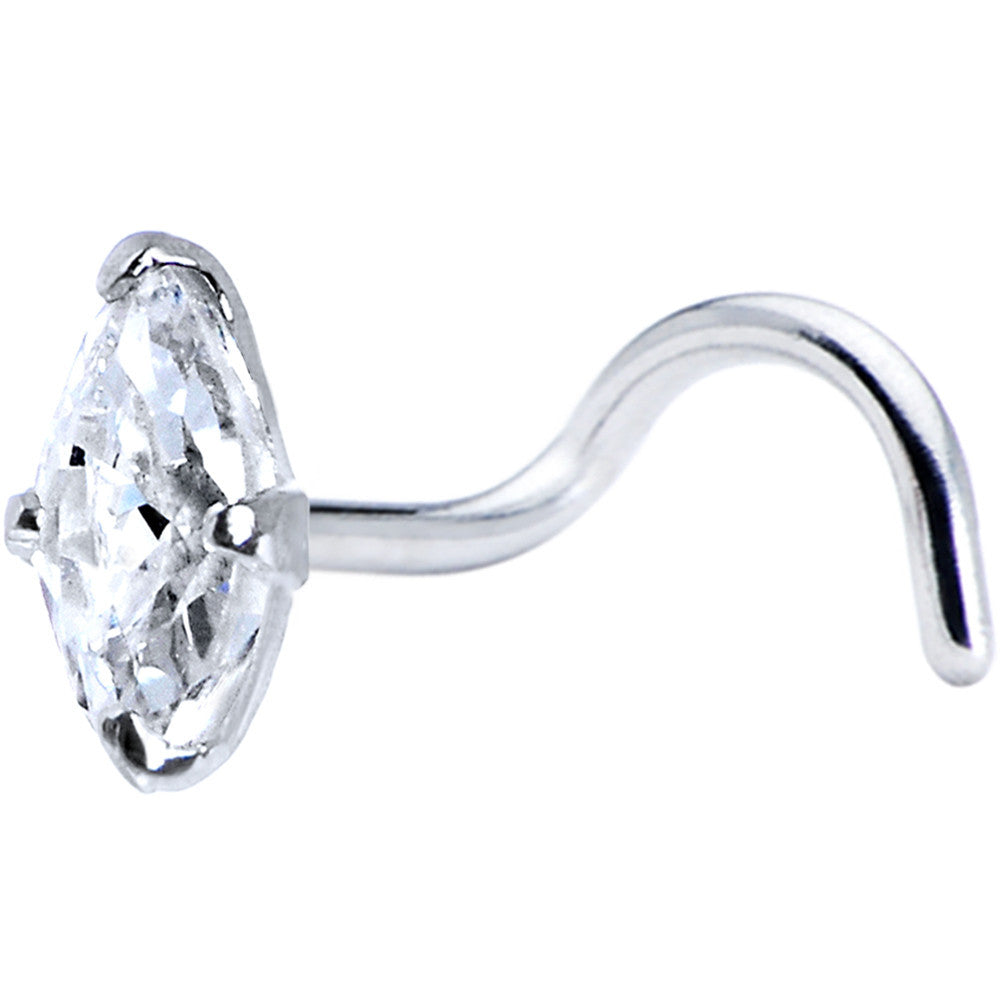 925 Clear 3mm CZ Marquise Nose Ring Created with Crystals