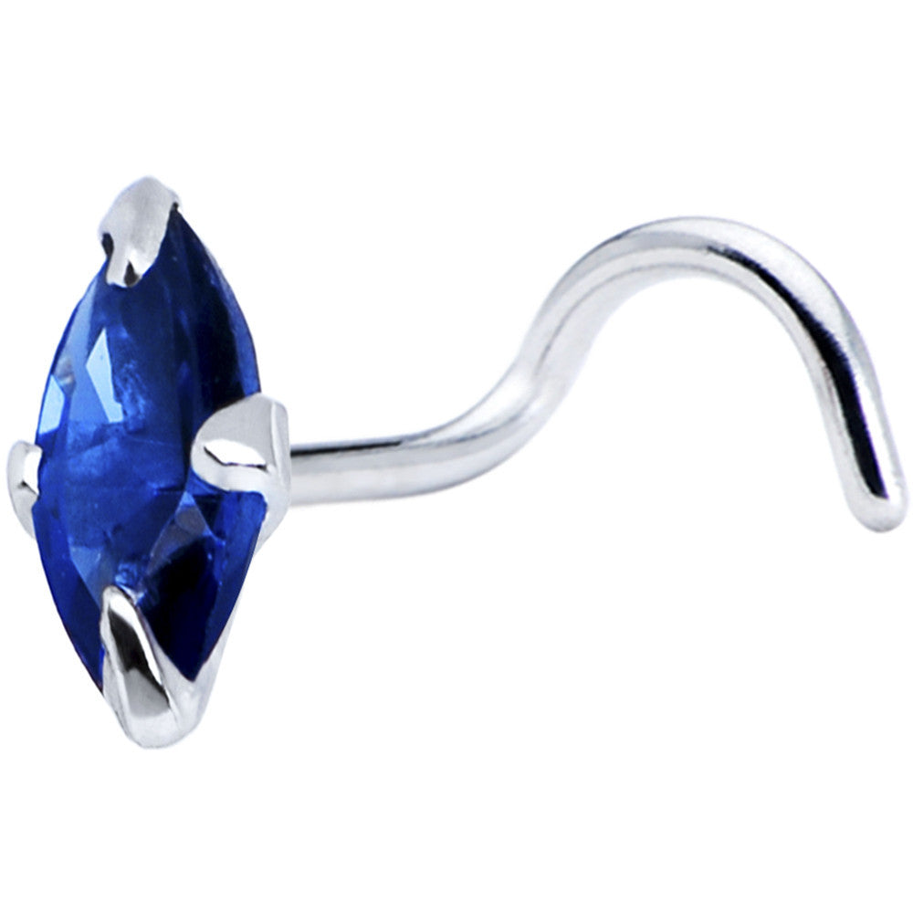 925 Sapphire 3mm CZ Marquise Nose Ring Created with Crystals