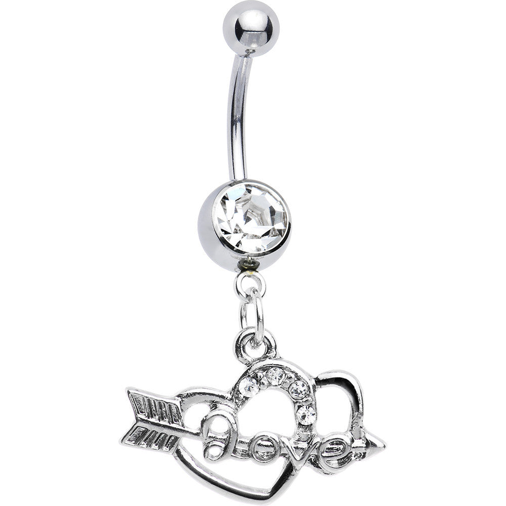 Crystalline Gem Love Arrow Heart Belly Ring