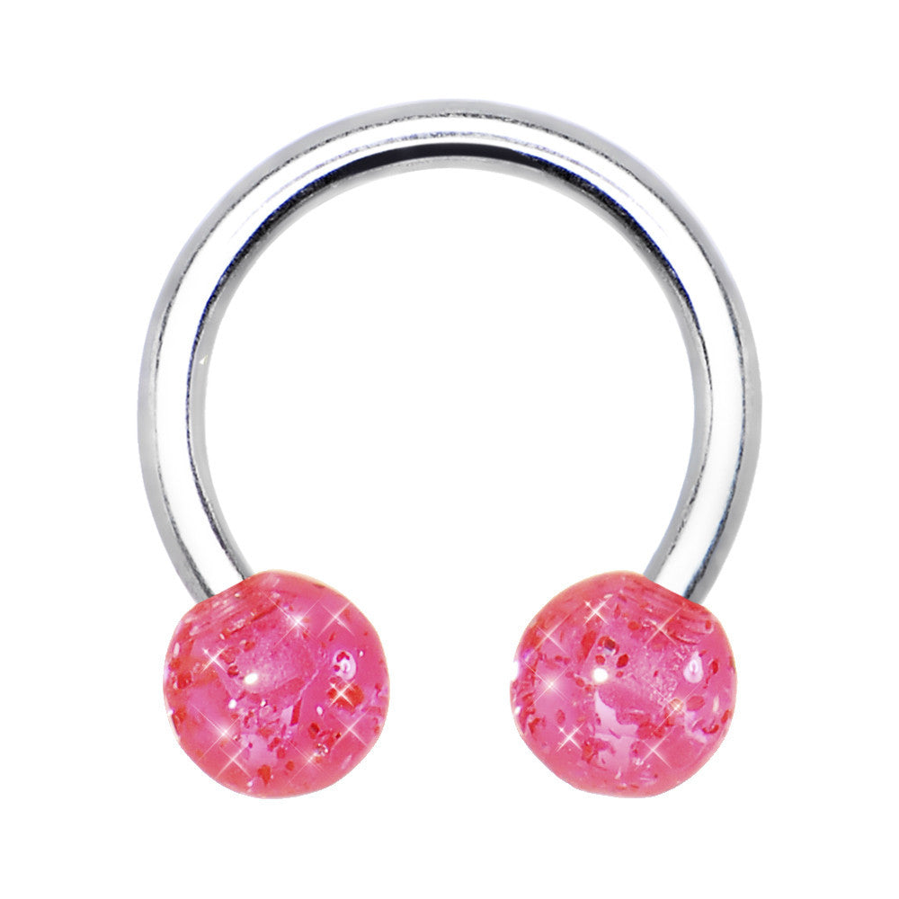 14G 7/16 Pink UV Reactive Horseshoe Circular Barbell