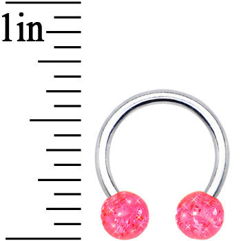 14G 7/16 Pink UV Reactive Horseshoe Circular Barbell