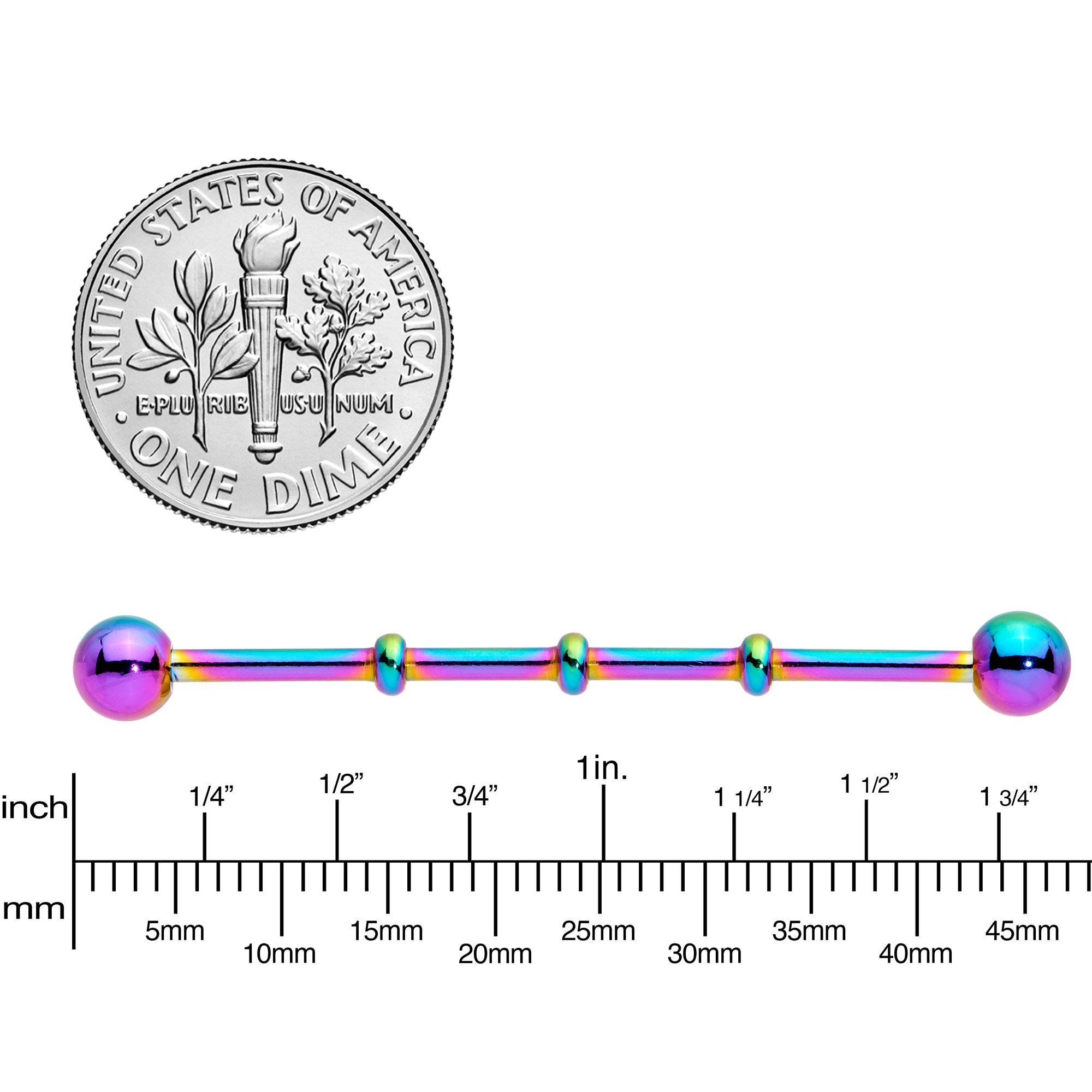 Ball Rainbow Anodized Titanium Industrial Project Bar 40mm
