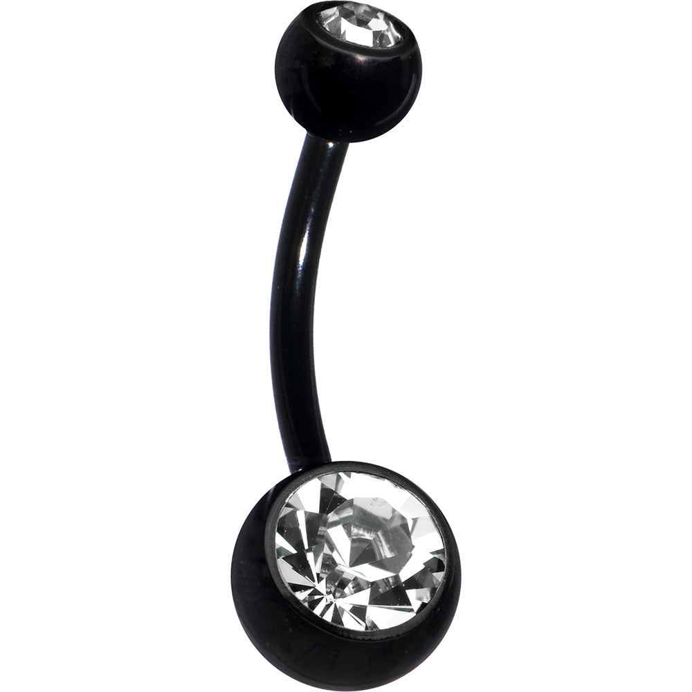 Black Double Gem Anodized Titanium Belly Ring