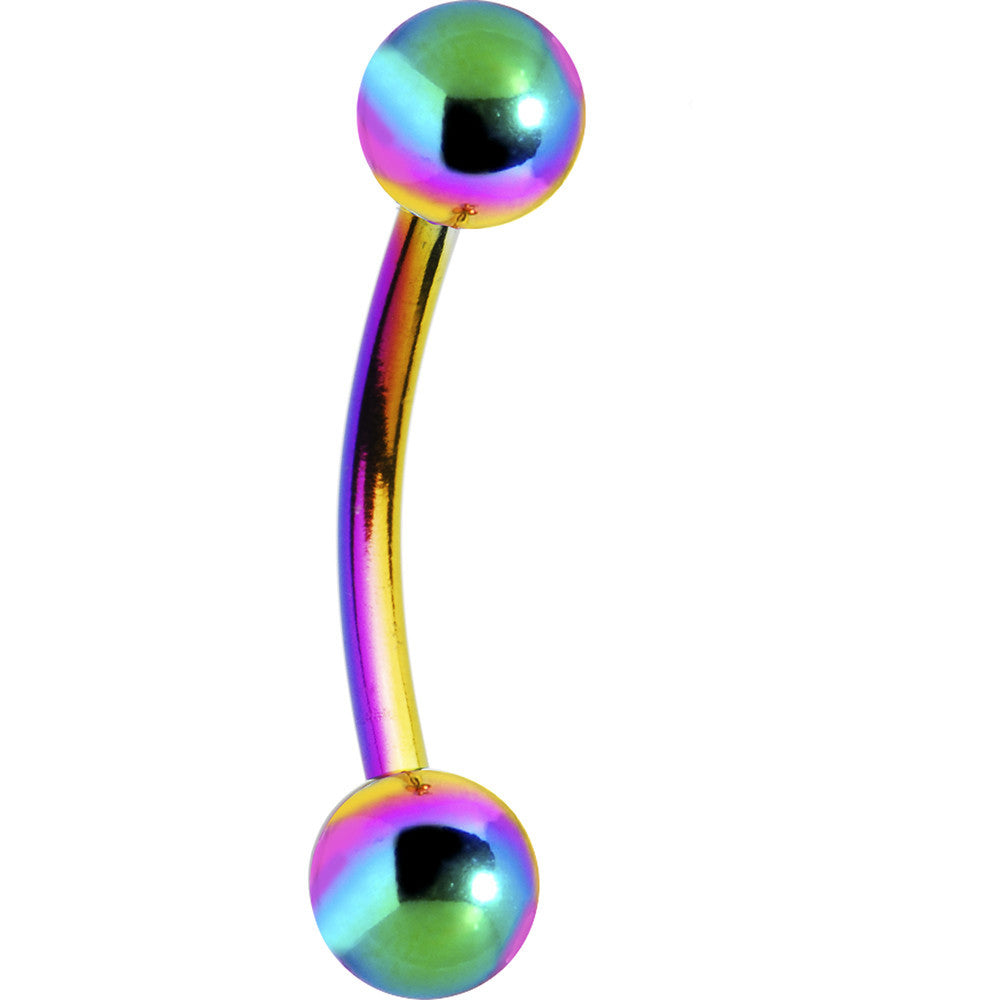 Rainbow Anodized Titanium Ball Eyebrow Ring