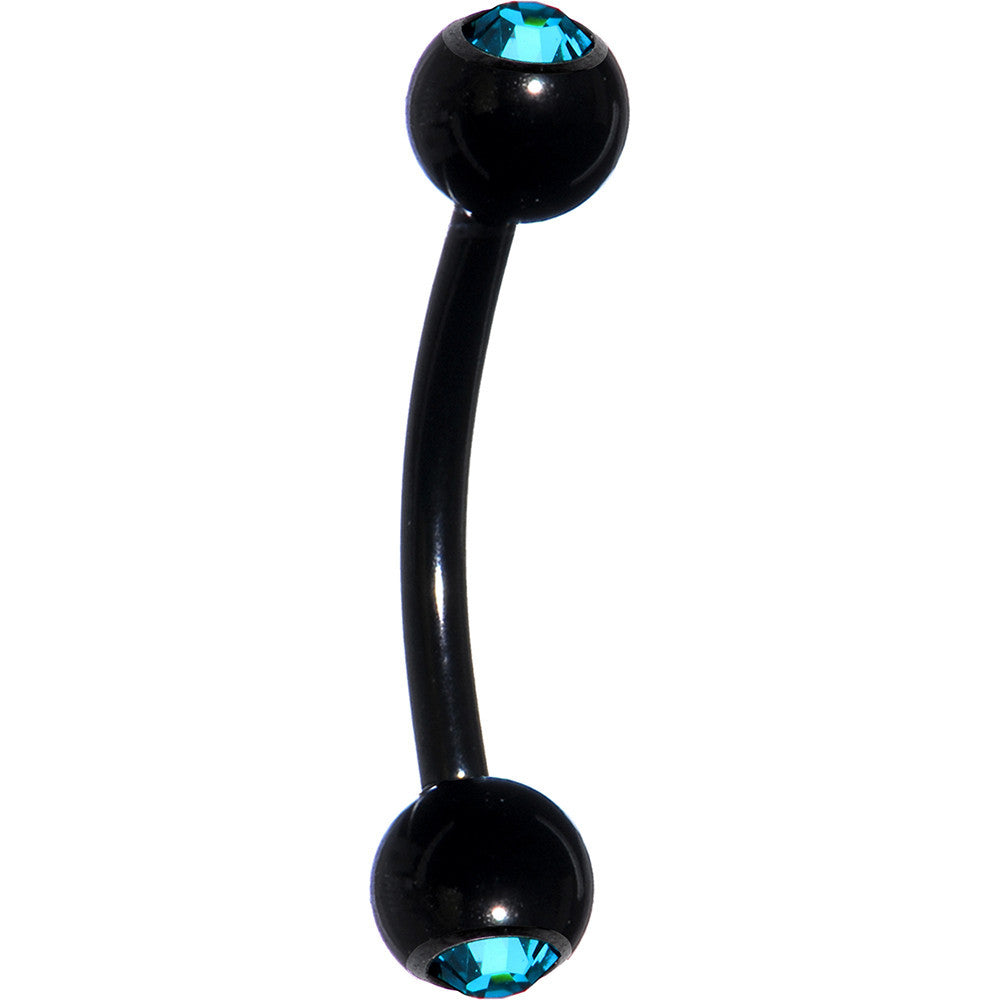 Black Zircon Anodized Titanium Gem Ball Eyebrow Ring