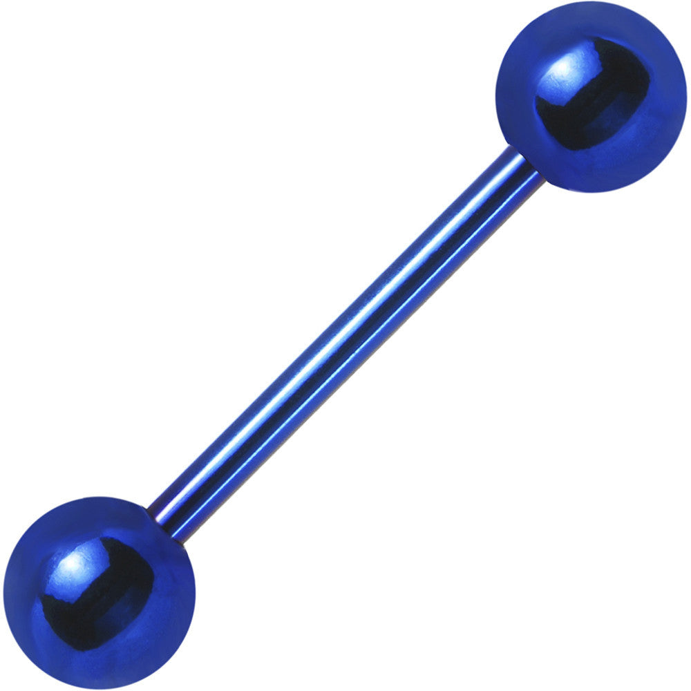 14 Gauge Blue Anodized Titanium Barbell Tongue Ring
