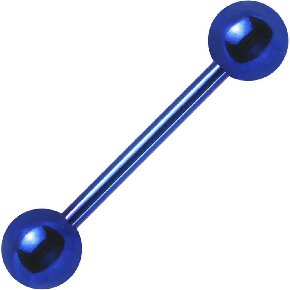 14G Blue Anodized Titanium Barbell Tongue Ring