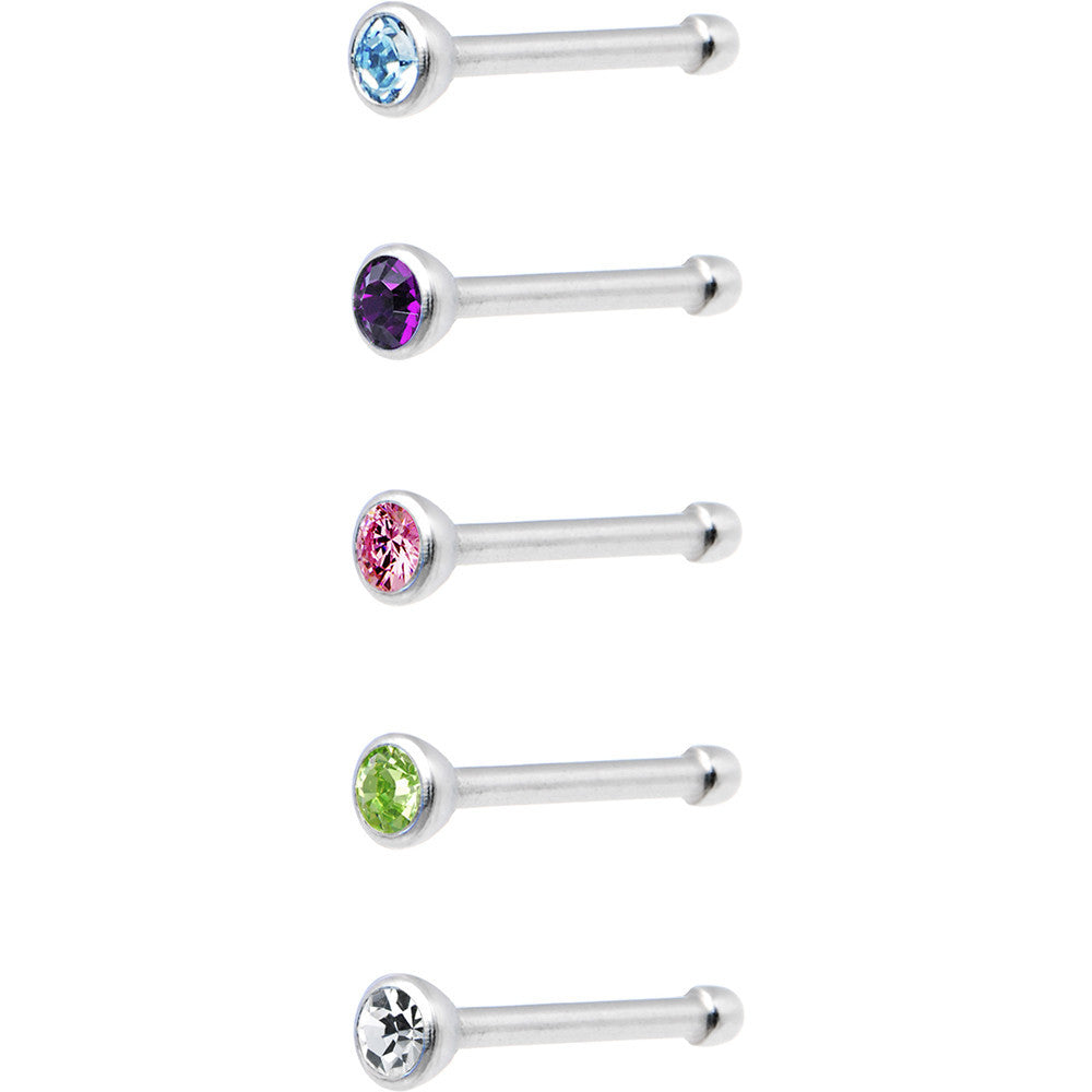 20G Stainless Steel CZ Nose Bone Pack Set
