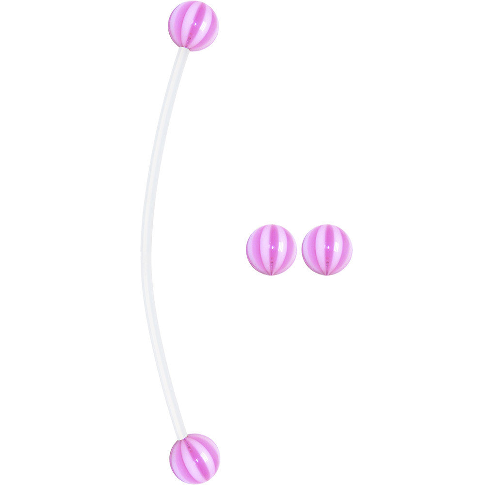 Pink White Acrylic Beach Ball PTFE Pregnancy Belly Ring