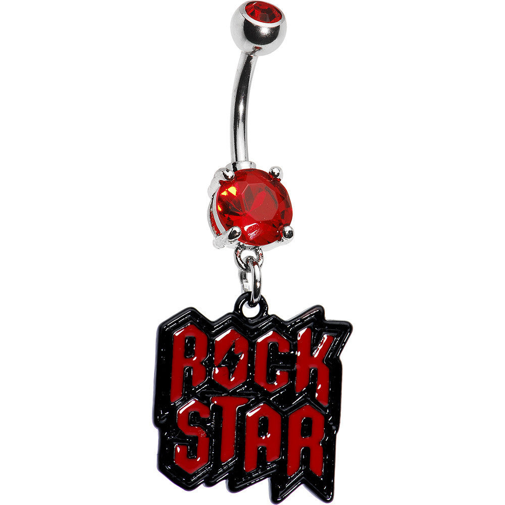 Ruby Red Gem Rock Star Belly Ring