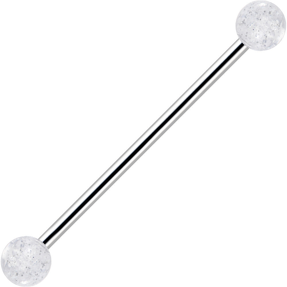 Clear Glitter Industrial Barbell 31mm