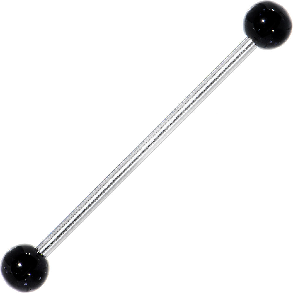 Black Glitter Industrial Barbell 31mm