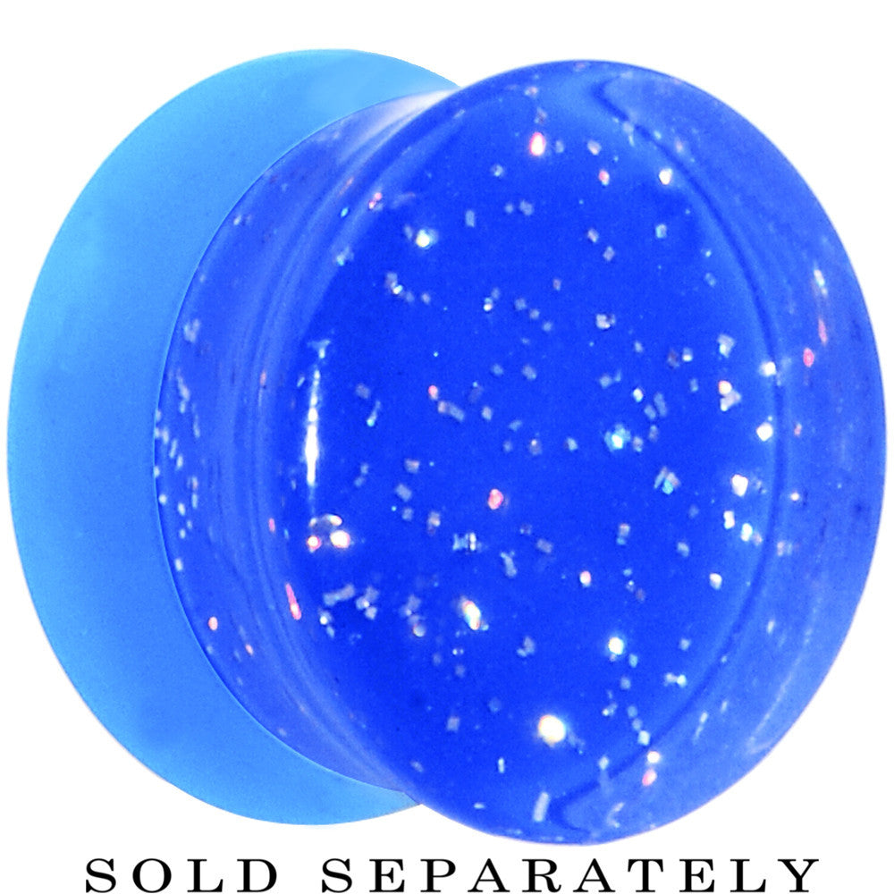 9/16 Blue Neon Glitter Saddle Plug