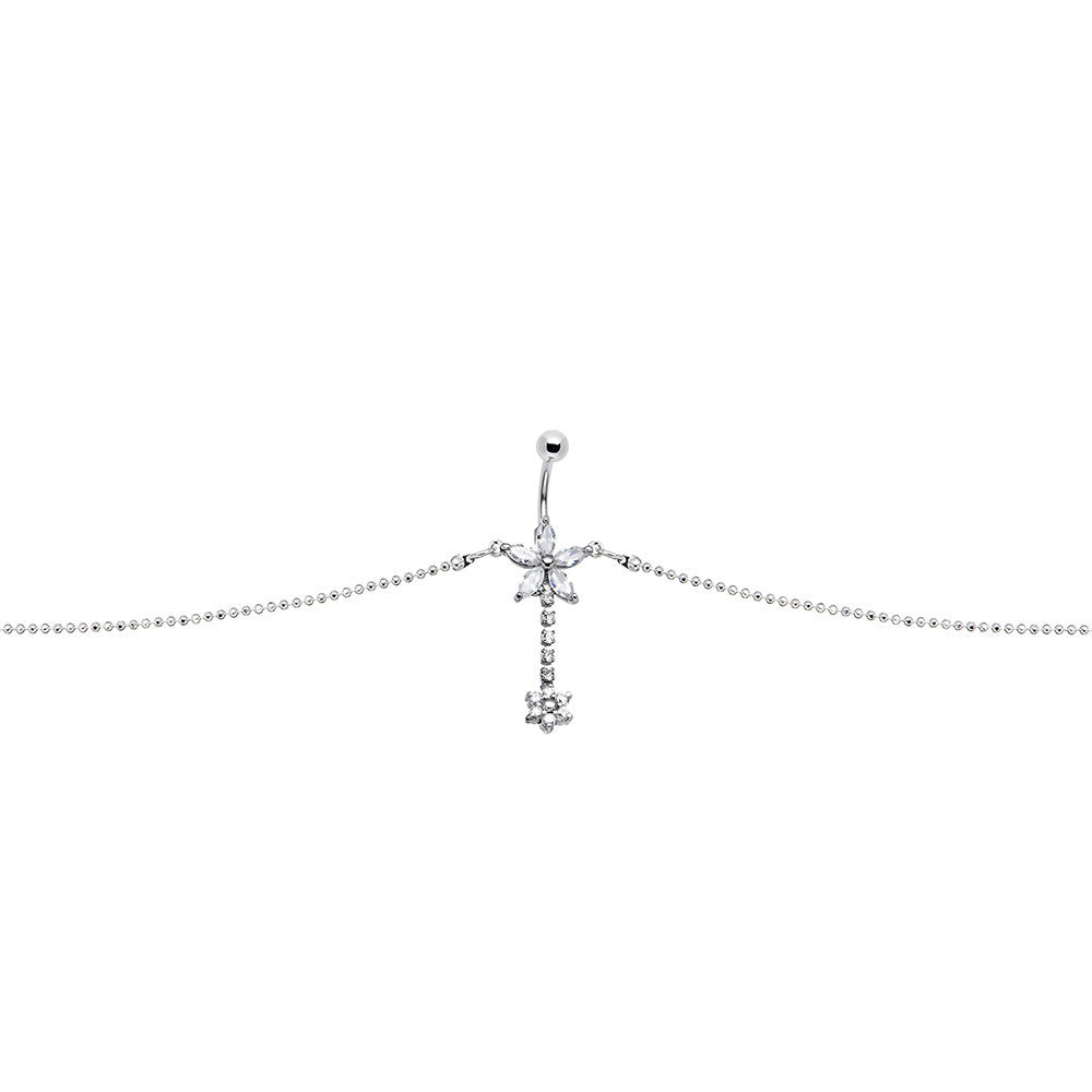 Clear Gem Floweret Flower Belly Chain