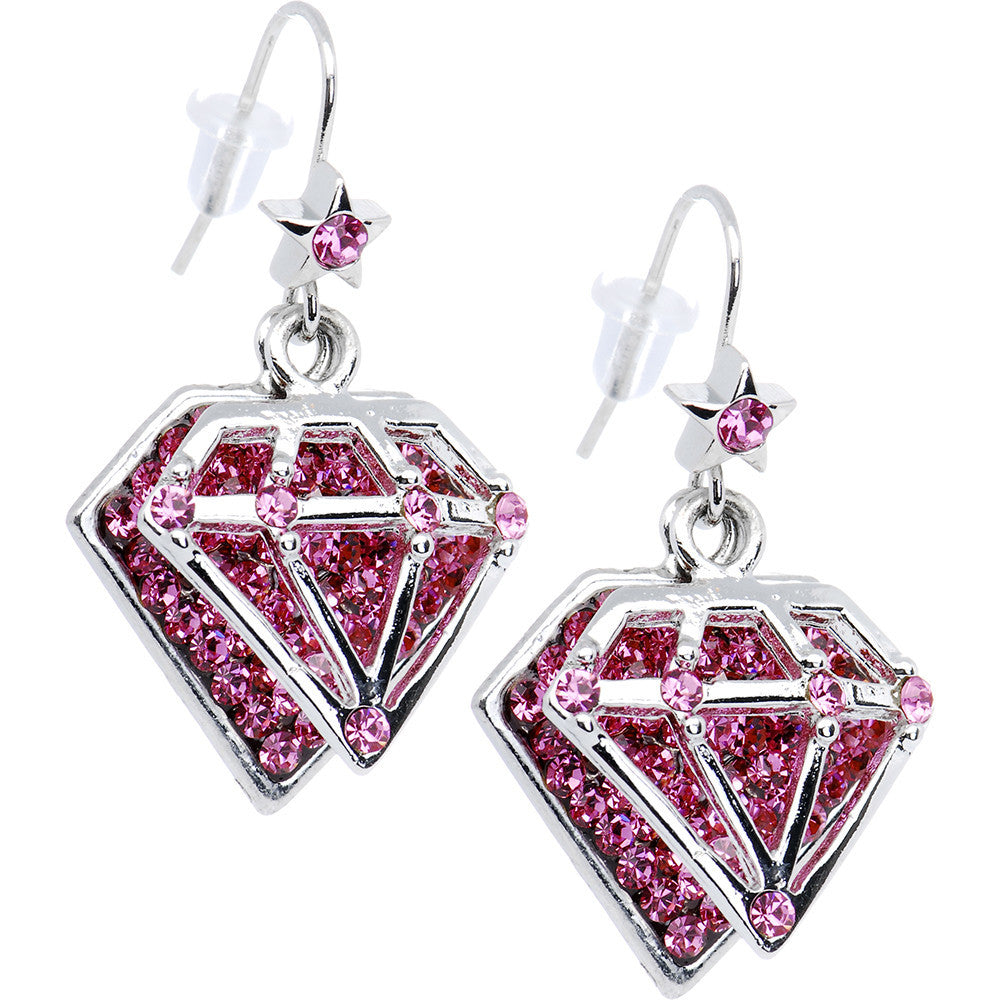 Dazzling Pink Crystal Diamond Earrings