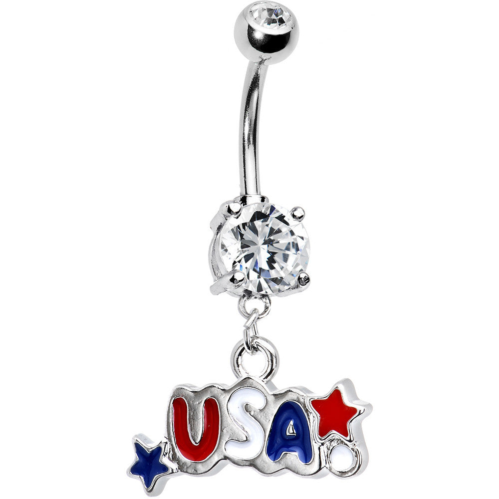 Patriotic USA Dual Gem Belly Ring