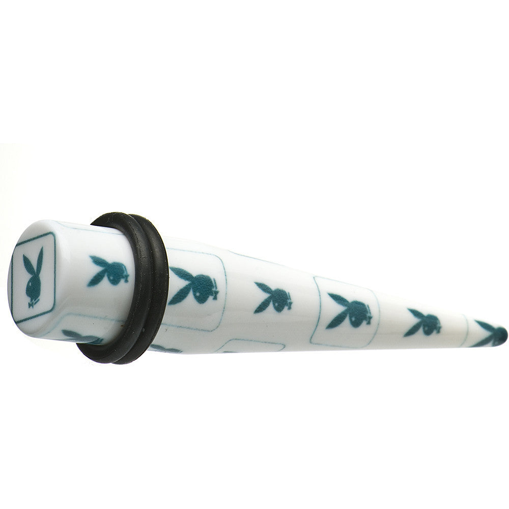 00G White Teal Acrylic Playboy Rabbit Head Taper