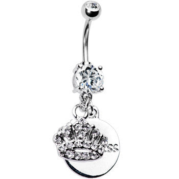 Cubic Zirconia Crown Princess Belly Ring