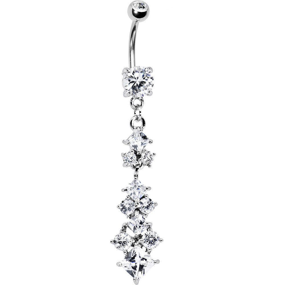 Crystalline Gem Diamond Shape Drop Belly Ring