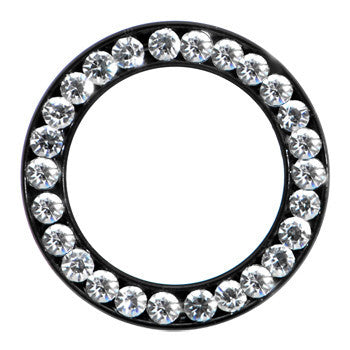 9/16 Black Anodized Titanium Clear Gem Screw Fit Tunnel Set