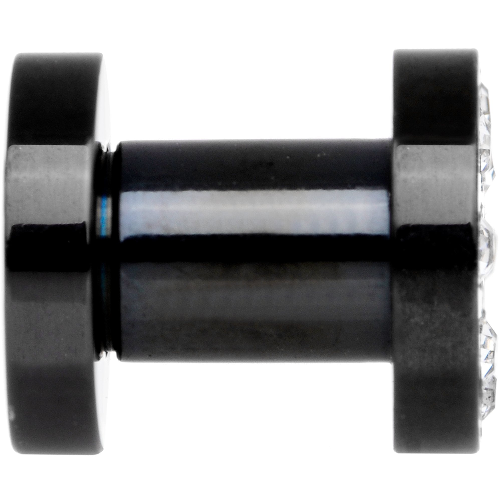 4G Black Anodized Clear Gem Go Glam Screw Fit Tunnel Plug Set