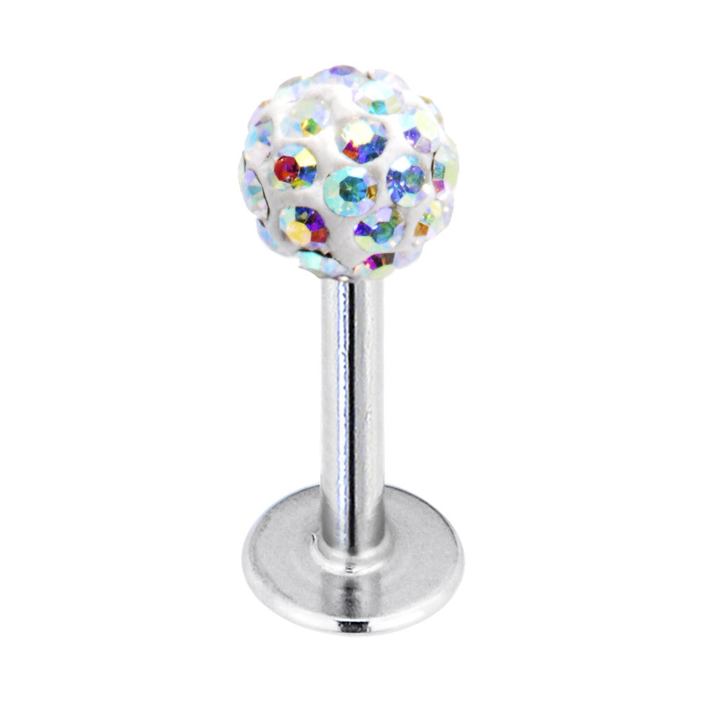 16 Gauge Aurora Ferido Ball Labret Created with Crystals