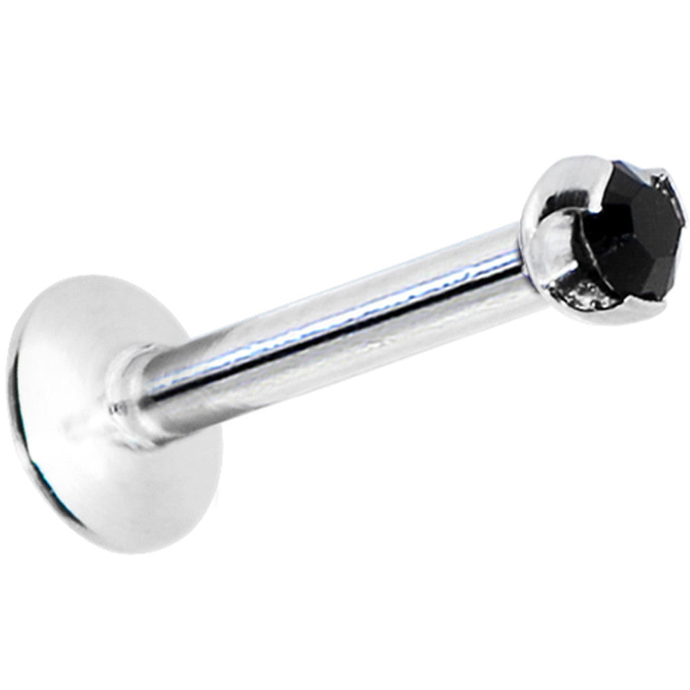 16G Black 2mm Gem Internally Threaded Labret Monroe Tragus