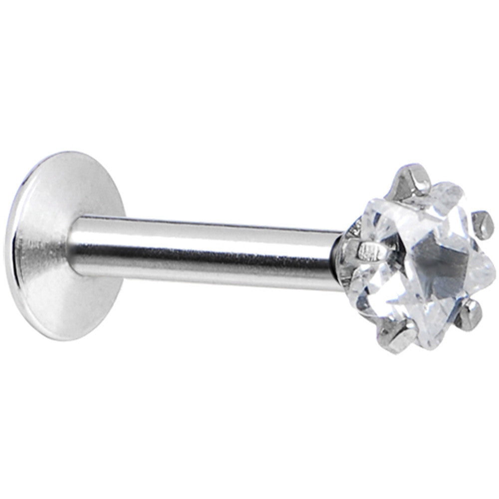 16G Clear 3mm Star Gem Internally Threaded Labret Monroe Tragus