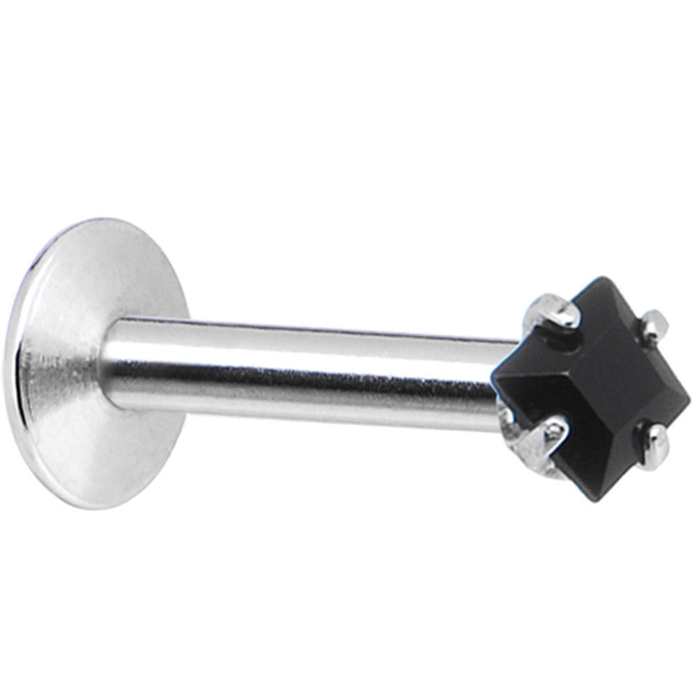 16G Black 3mm Square Gem Internally Threaded Labret Monroe Tragus