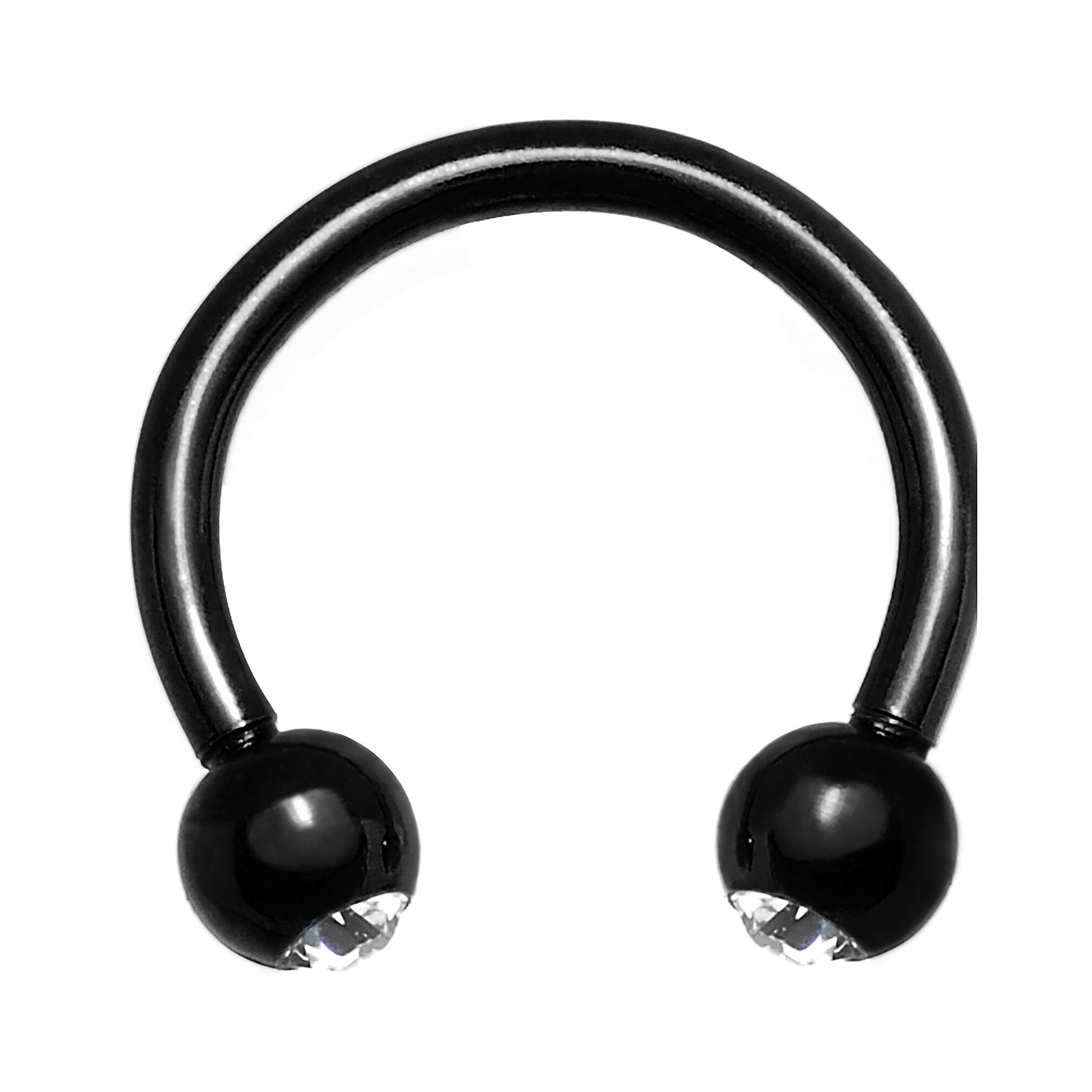 16G 5/16 Clear Gem Black Anodized Horseshoe Circular Barbell
