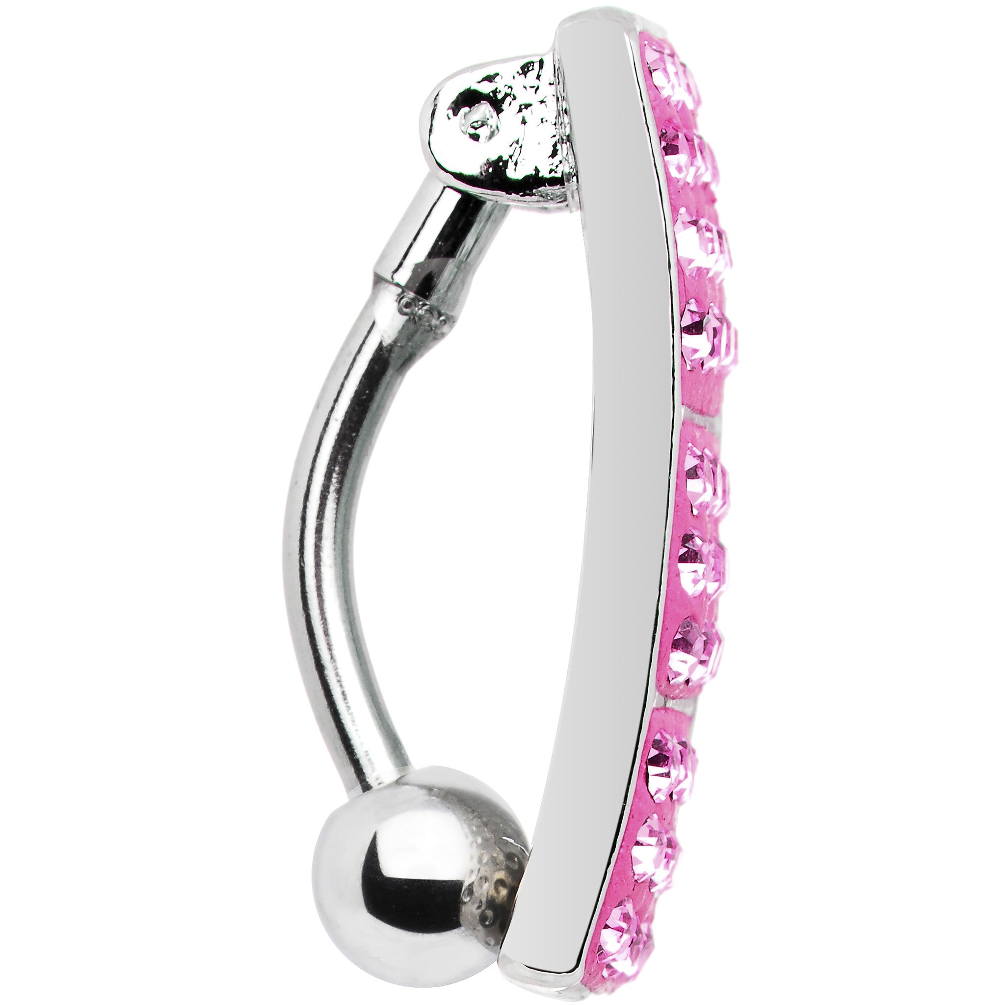 Top Mount Pink Lustrous Crystal Belly Ring