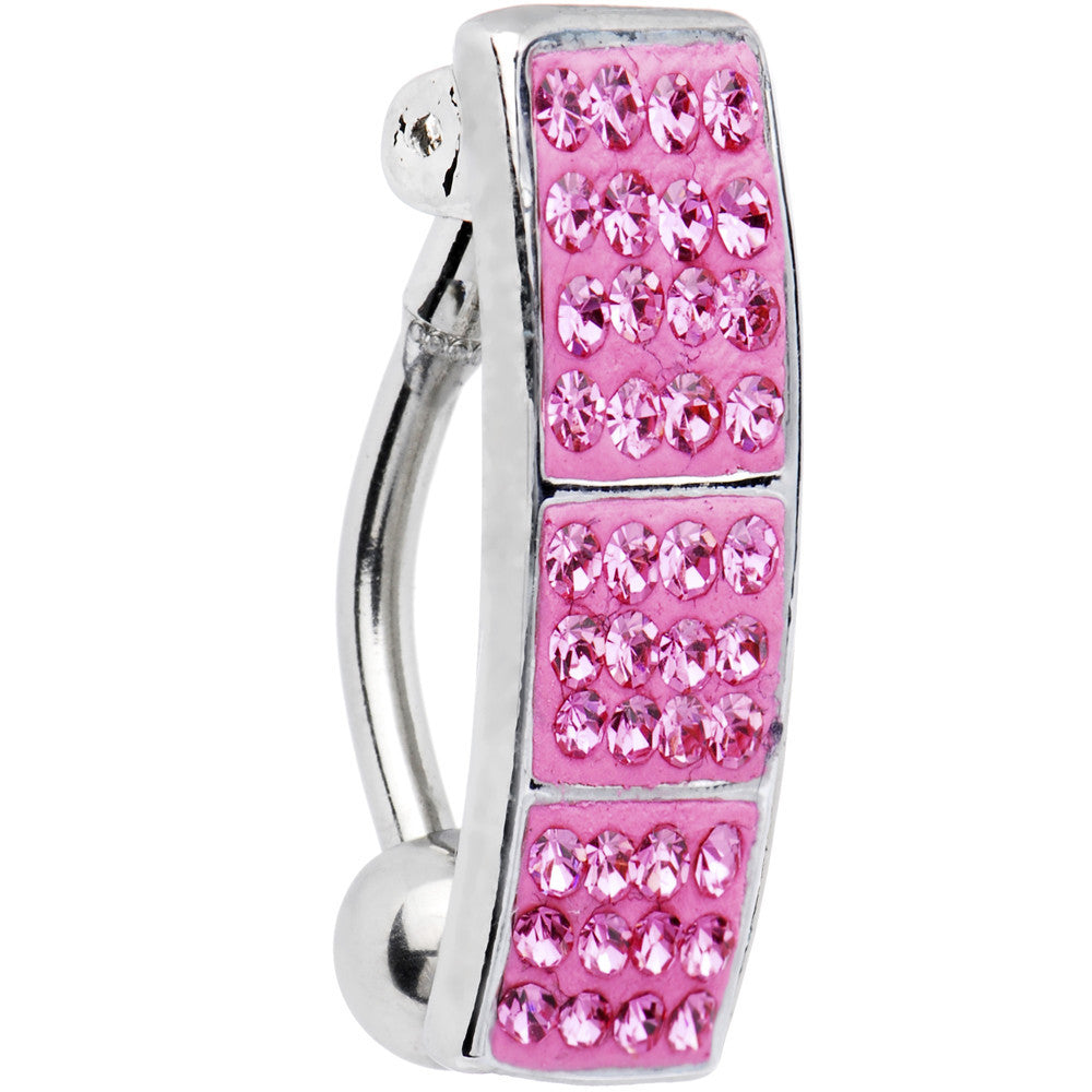 Top Mount Pink Lustrous Crystal Belly Ring